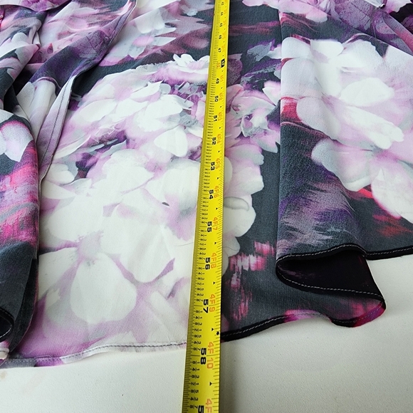 Guess by Marciano Womens Purple Black Hi Low Multi Fushion Sheer Long Sl Dress 4 - Picture 15 of 16